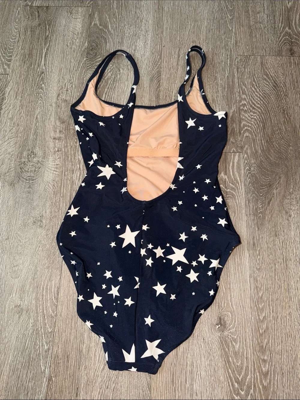 J Crew Star Print Scoopback Swimsuit navy blue beach vacation tropical resort